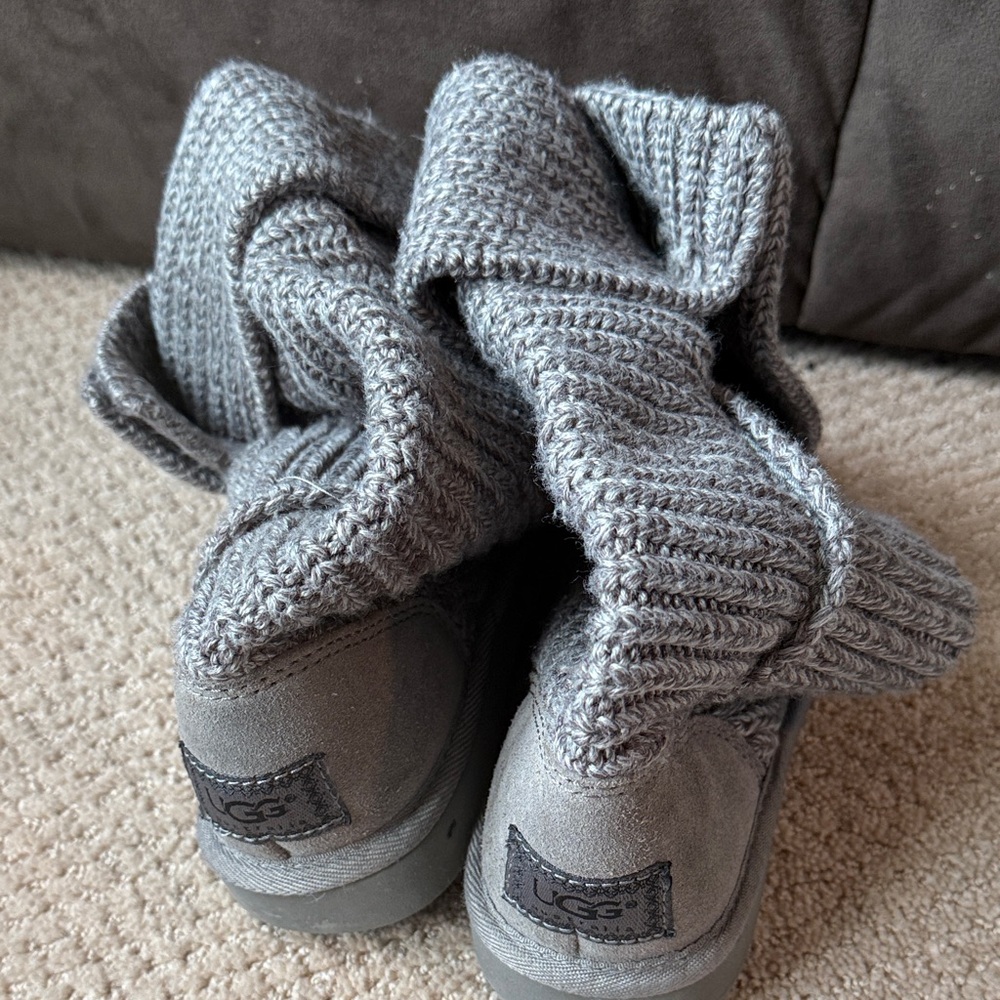 UGG Soft Gray Knit Boots